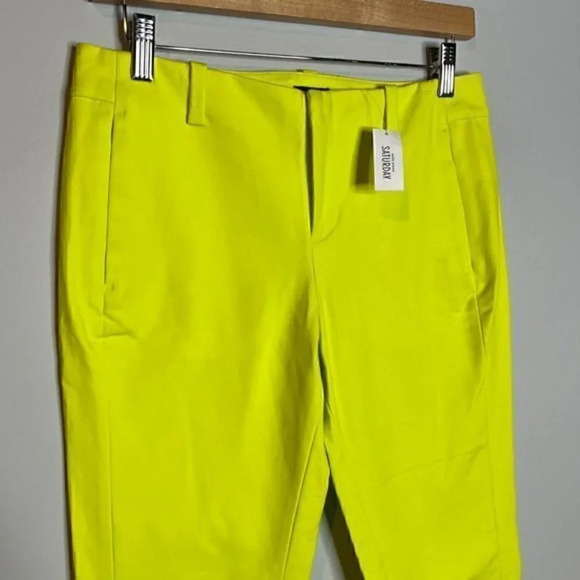 NWT Kate Spade Saturday Modern Easy Pants in Chartreuse - Picture 2 of 6